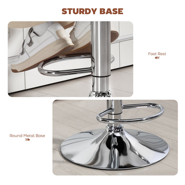 MCL PU Leather Upholstered Swivel Bar Stool, Height Adjustable with Back, Armrest, Footrest, Brown