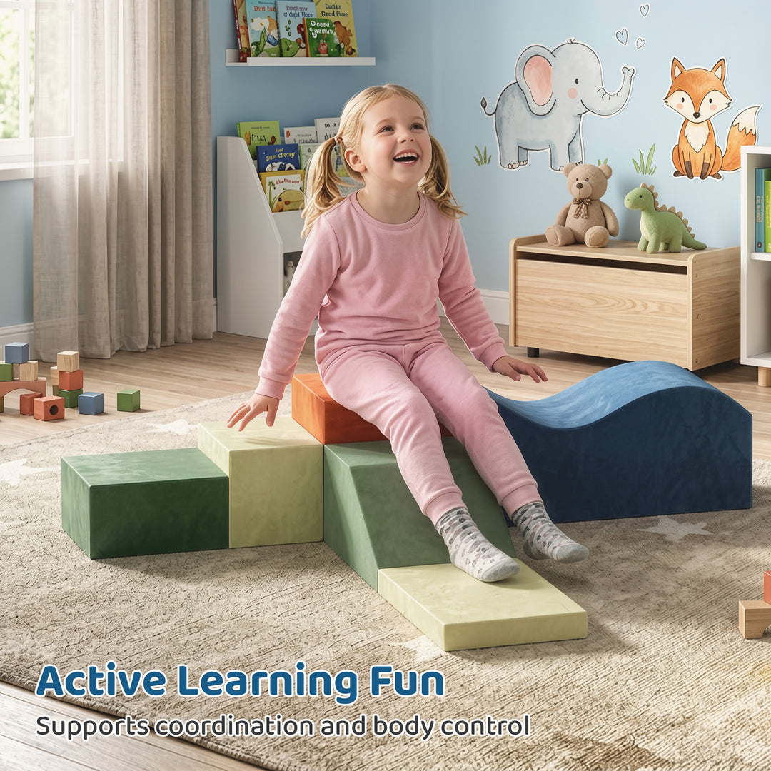 Kids Soft Play Set, 6PCS Foam Climbing Blocks with Non-Slip Base - view 5
