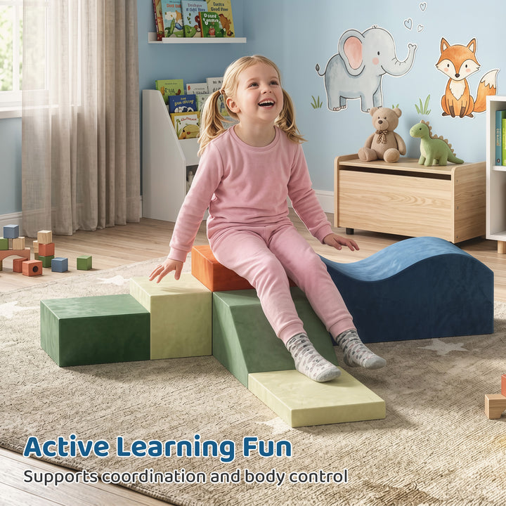 Kids Soft Play Set, 6PCS Foam Climbing Blocks with Non-Slip Base - view 5