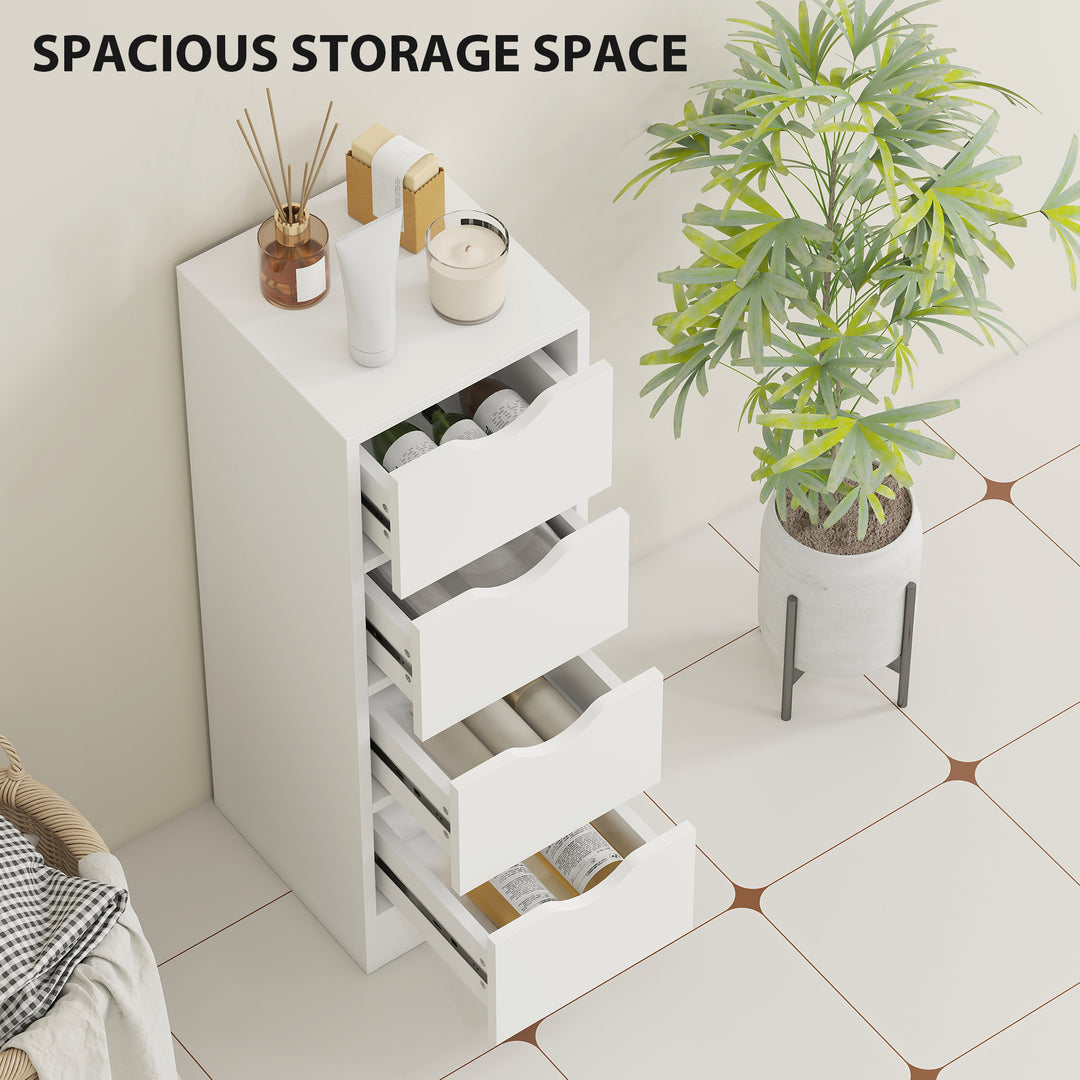 4-Drawer Bathroom Cabinet, Freestanding Narrow Storage Cabinet with Gr