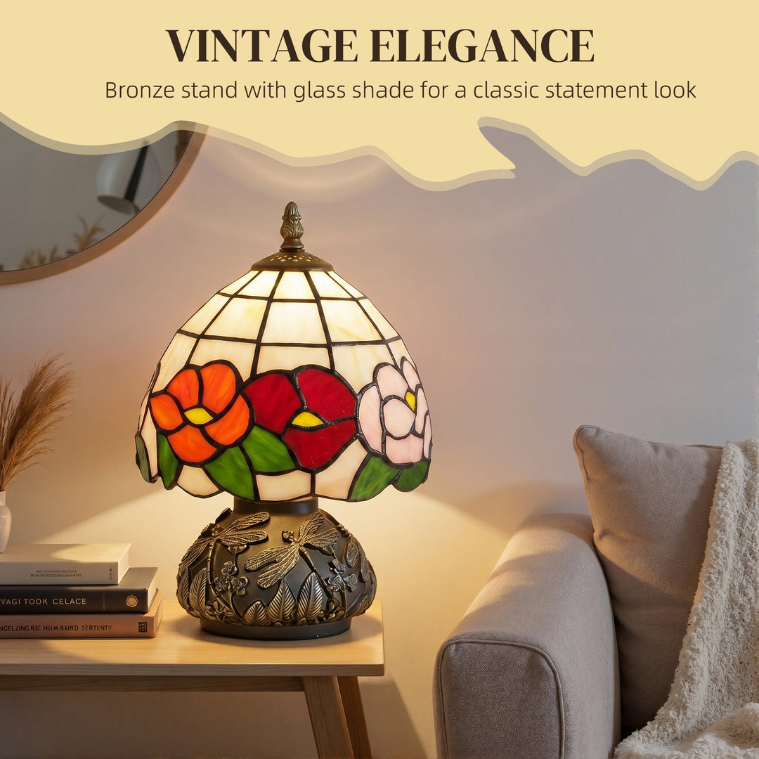 Handcrafted Classic Stained Glass Bedside Lamp, Tiffany-Style Table La