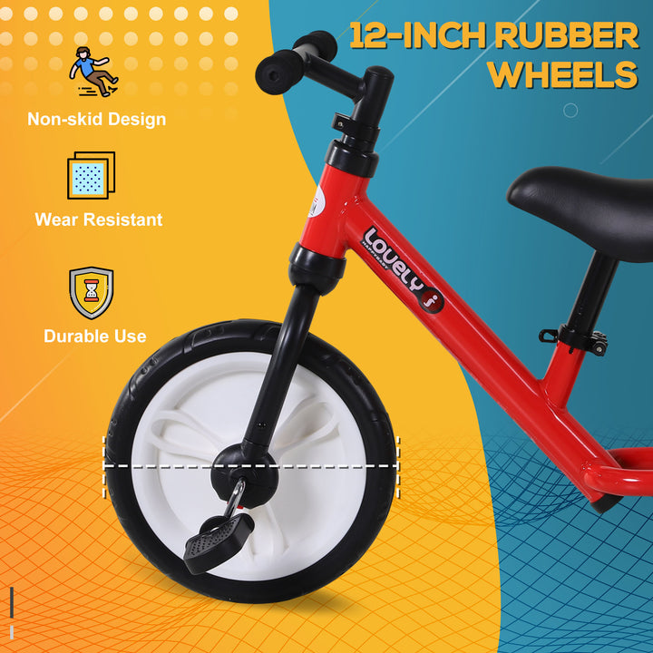 11 Inch Kids Balance Bike Training Pedal Bicycle W/ Removable Stabilizers EVA Tyres Adjustable Seat Height 2 to 5 Years Gift for Boys Girls Red