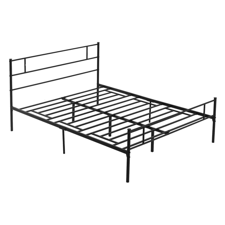King Metal Bed Frame Solid Bedstead Base with Headboard and Footboard, Metal Slat Support and Underbed Storage Space, Bedroom Furniture, Black