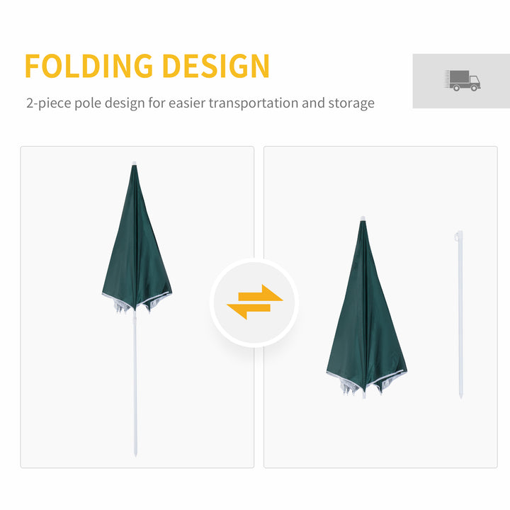 88" Arc 2.2M Fishing Umbrella Beach Parasol with Sides Brolly Shelter Canopy Shade with FREE Carry Bag Green