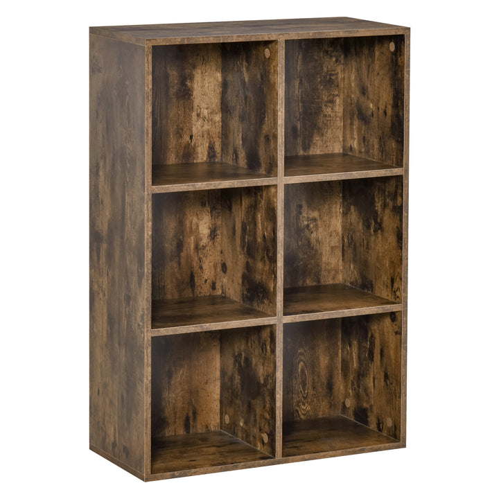 HOMCOM Open Shelves Unit Solid Wood Bookcase with 3-Shelf, Anti-toppling Device, Rustic Brown | Aosom UK