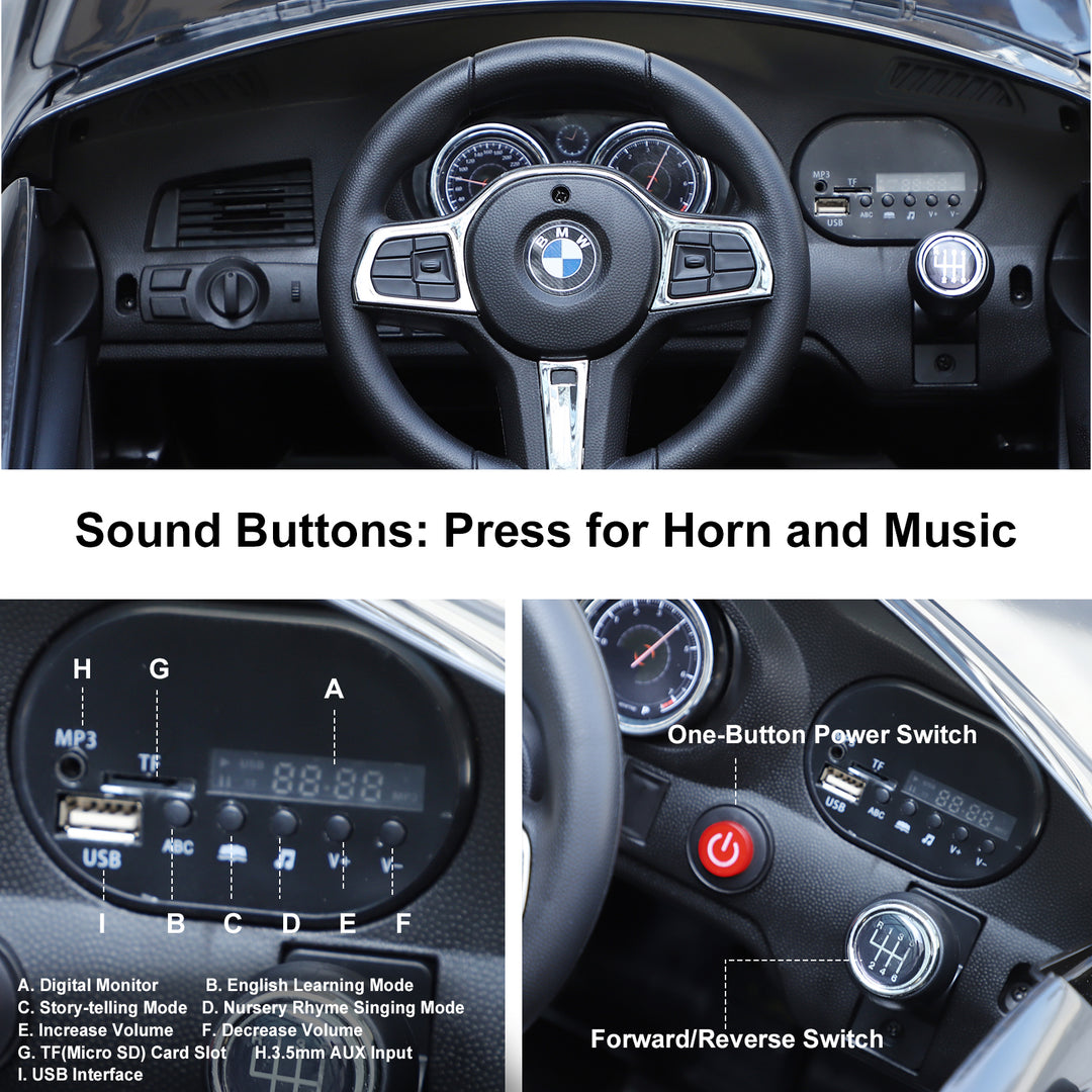 MCL Kids Electric Ride On Car 6V Licensed BMW 6GT W/ Remote-Black