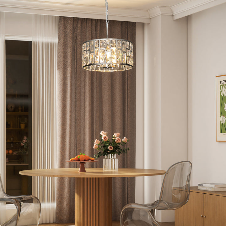 MCL 72 Glass Crystallite Chandelier - Silver-Tone