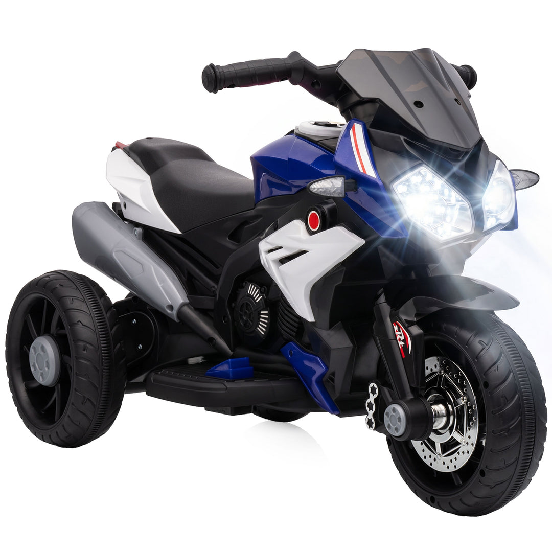 Kids Electric Motorcycle, 6V Ride on Motorcycle with 3 Wheels, LED Hea