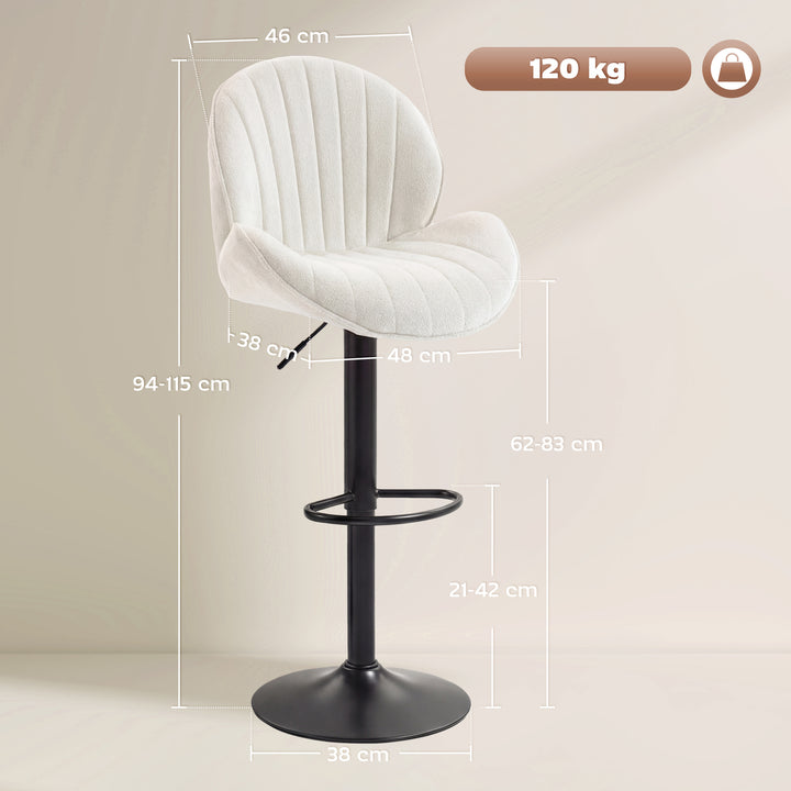 Bar Stools Set of 2, Swivel Barstools with Back, Adjustable Height and