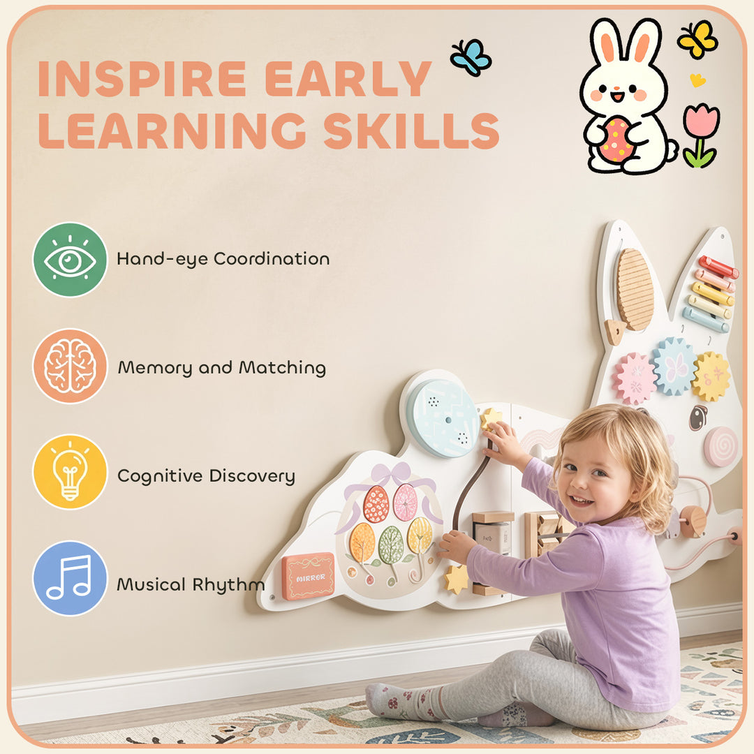 Easter Bunny Busy Board Panels, Montessori Wall-Mounted Toddler - view 5
