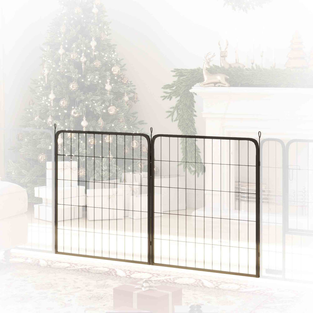 Two-Piece Dog Pen Expansion Pack for Medium Dogs, 80cm Tall Animal Pen with Three Connecting Stakes