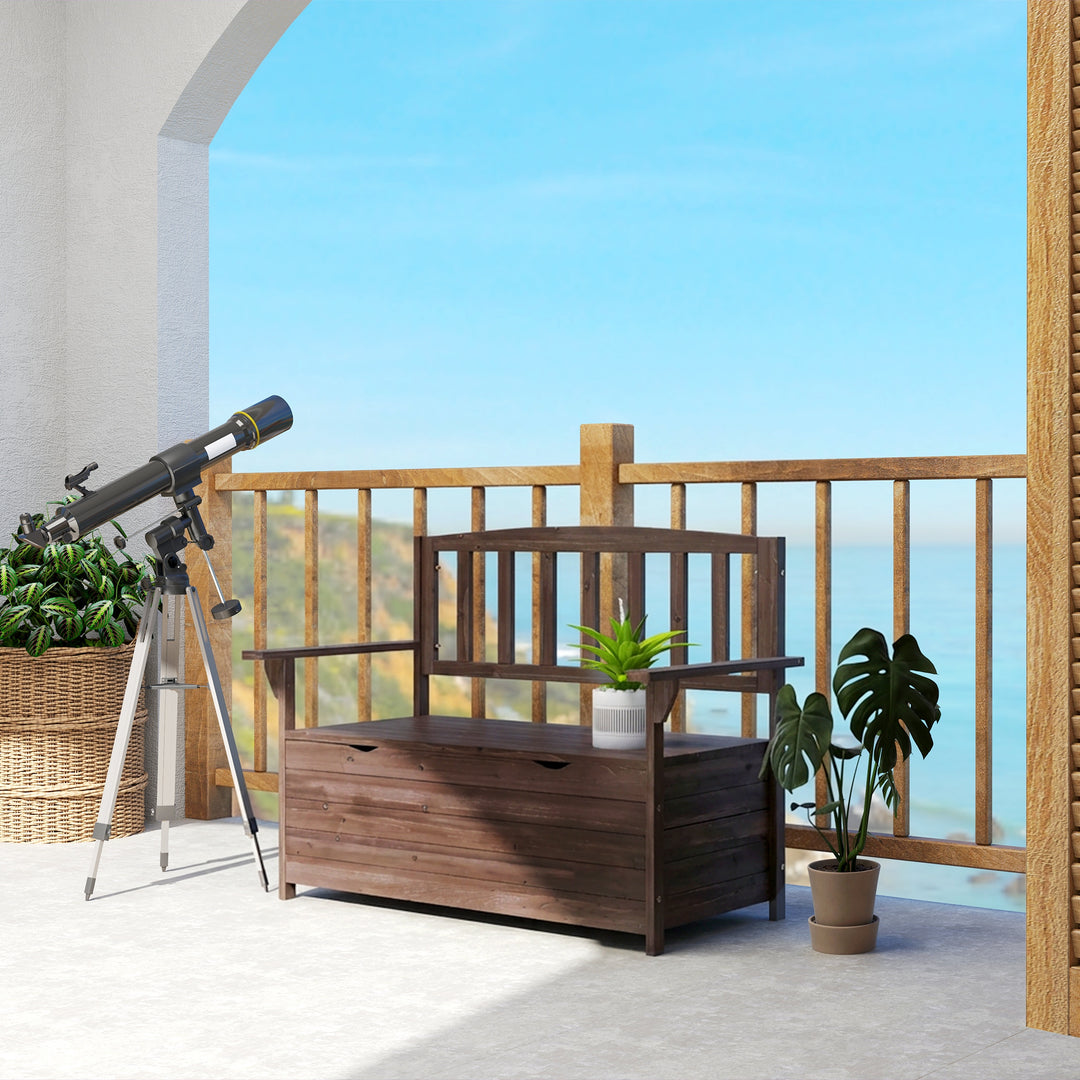 Outdoor 2 Seater Garden Bench, Wooden Bench with Storage, Backrest, Ar