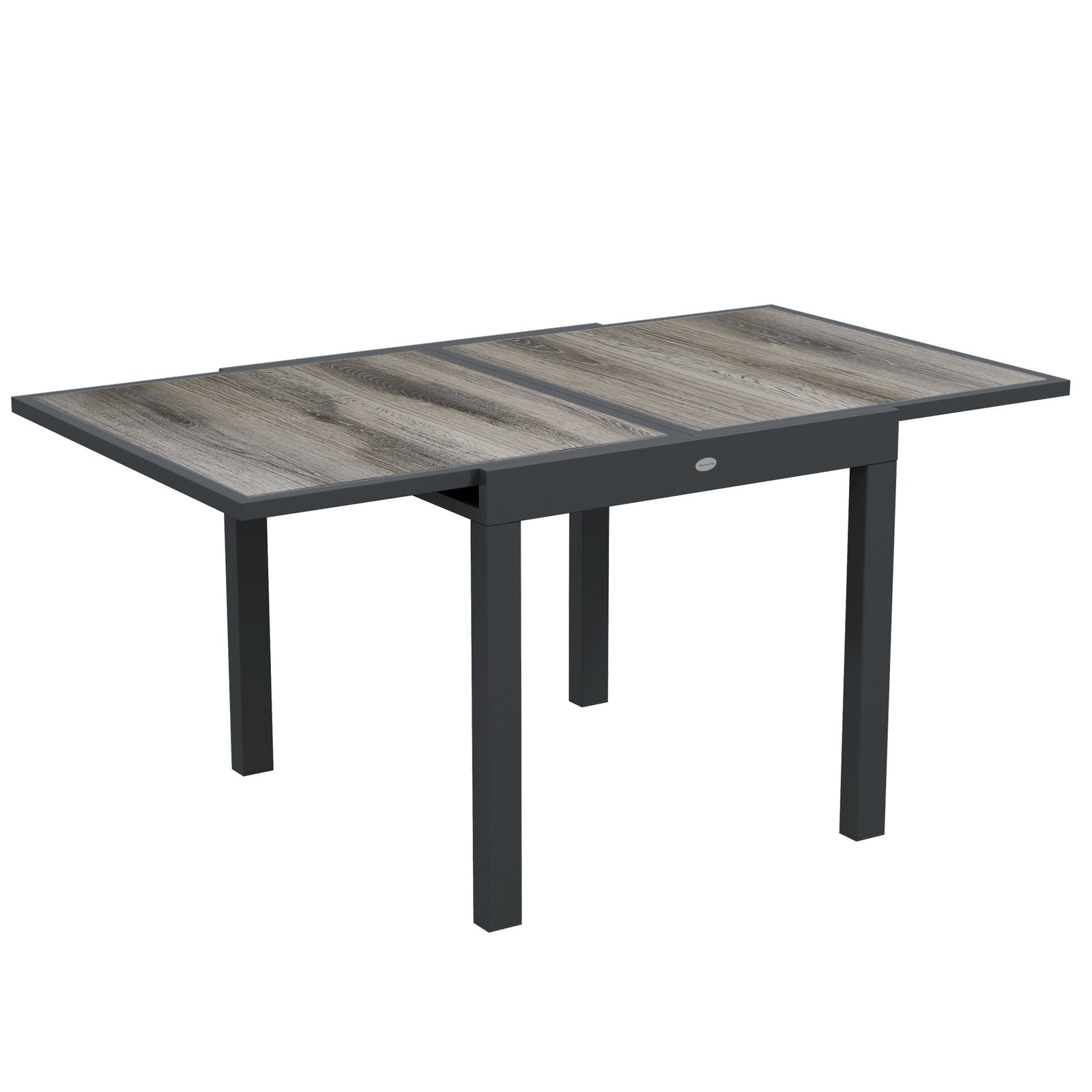 Extending Garden Table, Outdoor Dining Table for 6, Aluminium Frame Rectangular Patio Table with Plastic Board Tabletop,80/160L x 80W x 75H cm, Grey