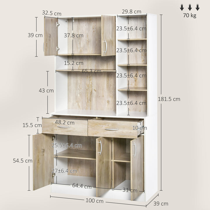 Kitchen Cupboard Sideboard Storage Cabinet Unit with Counter Top, Adjustable Shelves, Drawers for Dining Room, Living Room