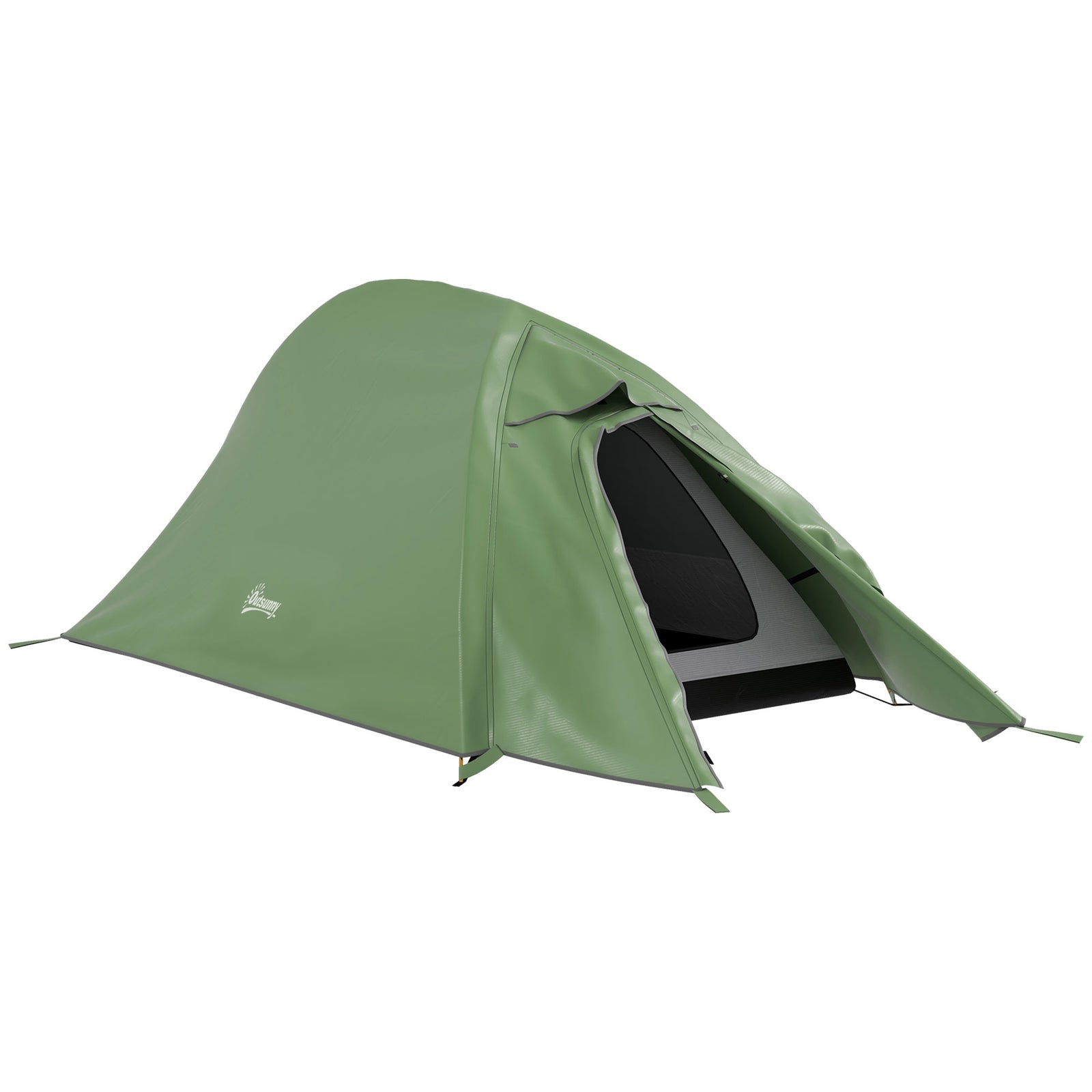 Double Layer Camping Tent, 1-2 Man Backpacking Tent with Carry Bag, 2000mm Waterproof and Lightweight, Green