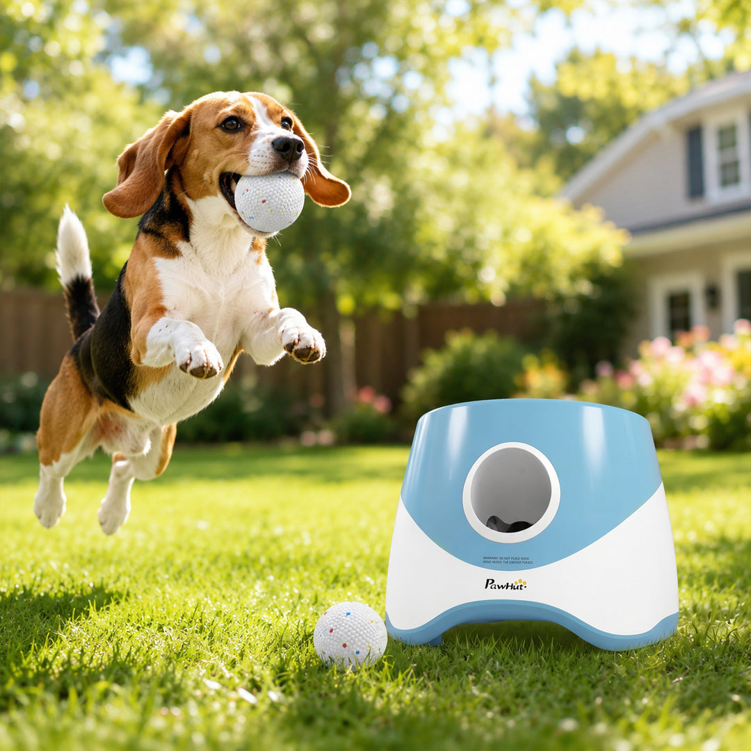 Automatic Dog Ball Launcher with 5 ETPU Balls 5.8 cm, 3 Distance Setti