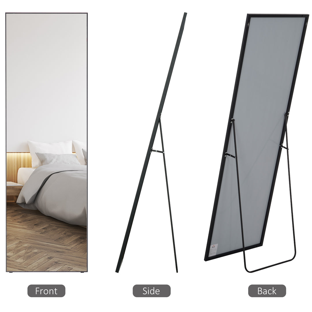 Full Length Dressing Mirror, Floor Standing or Wall Hanging, Aluminium Alloy Framed Full Body Mirror for Bedroom, Living Room, 50 x 161.5cm, Black