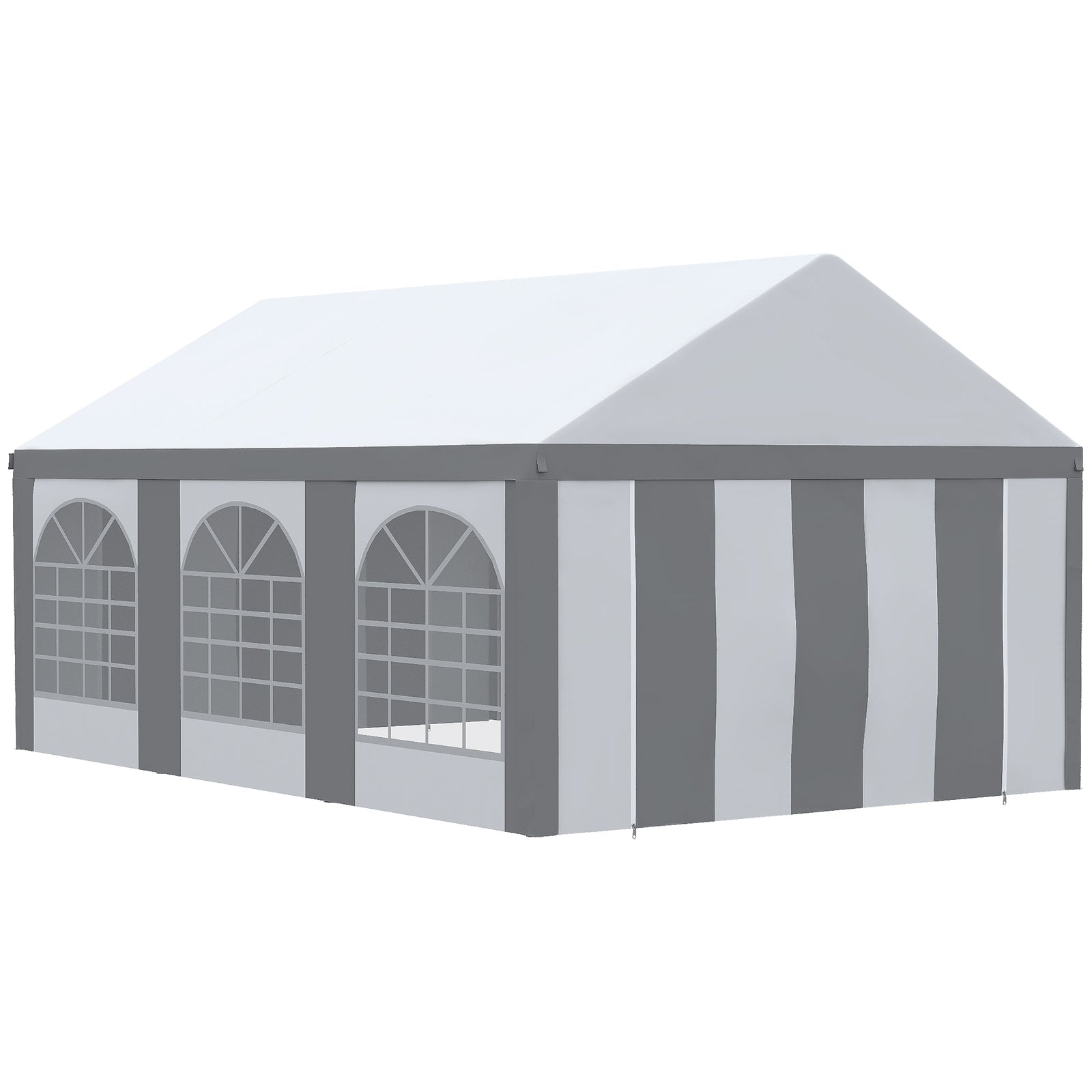 6 x 4m Galvanised Party Tent, Marquee Gazebo with Sides, Six Windows and Double Doors, for Parties, Wedding and Events
