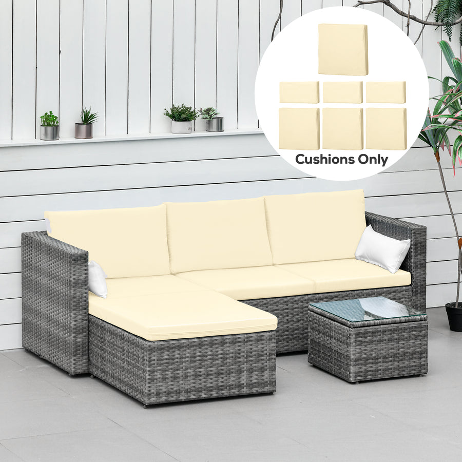 Rattan Furniture Cushion Cover Replacement Set, 7 pcs-Cream