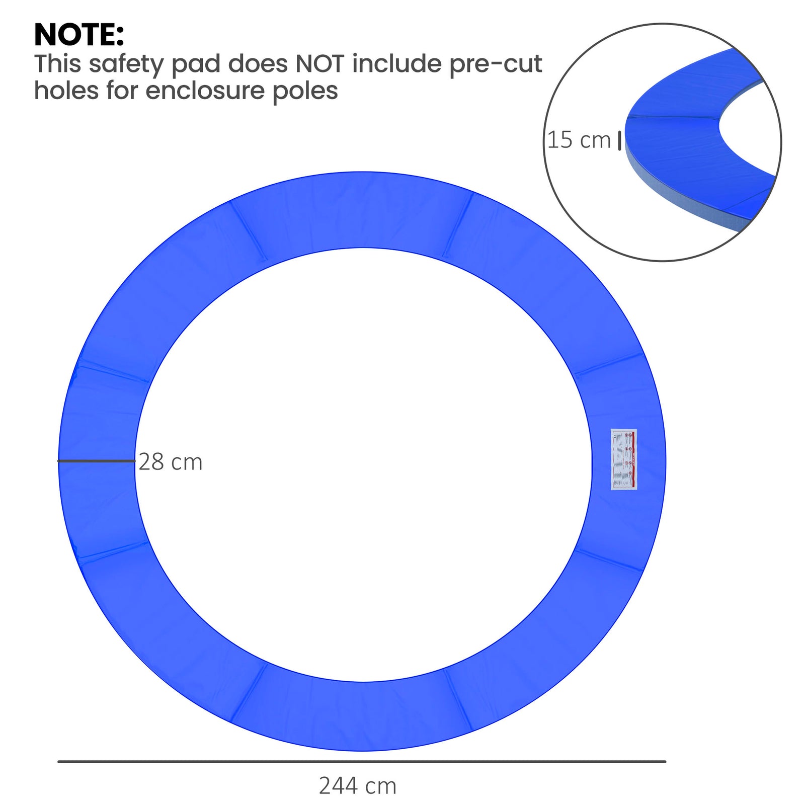 8ft Trampoline Pad, Φ244cm Trampoline Accessories Surround Pad Thick F
