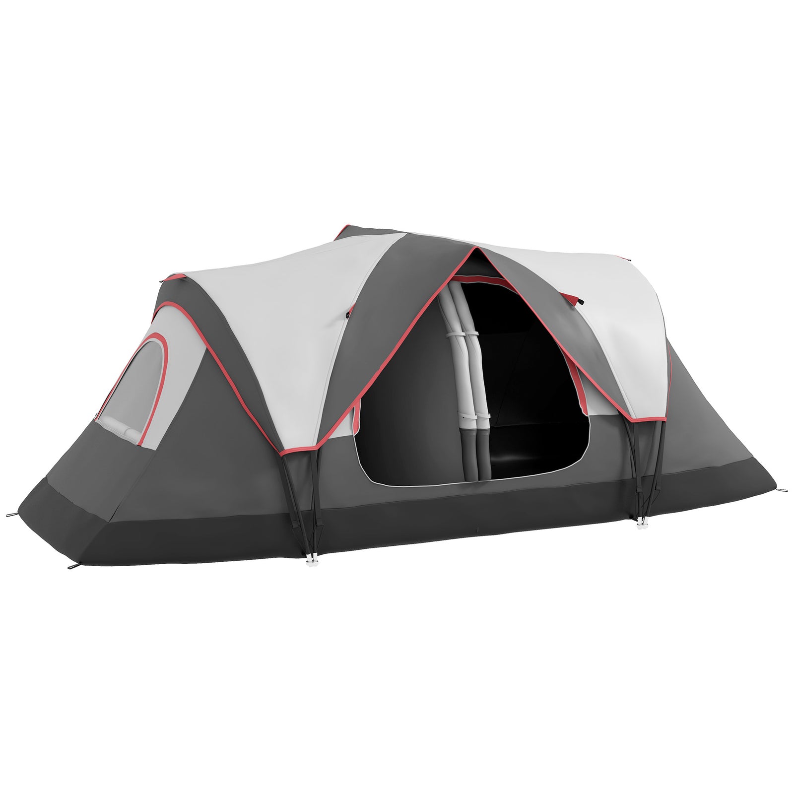 Camping Tent for 6-8 Man with 2000mm Waterproof Rainfly and Carry Bag for Fishing Hiking Festival, Grey