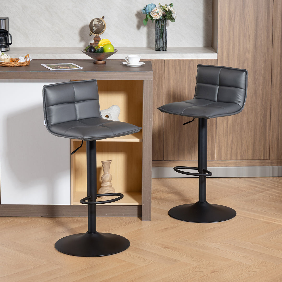 Set of Two Modern Faux Leather Bar Stools