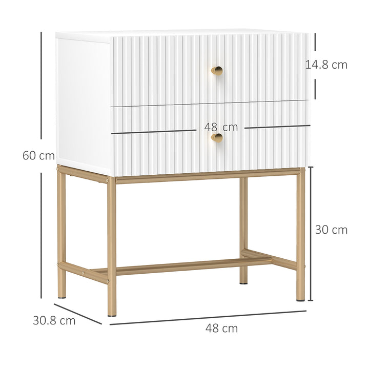 Elegant Two-Drawer Bedside Table - White