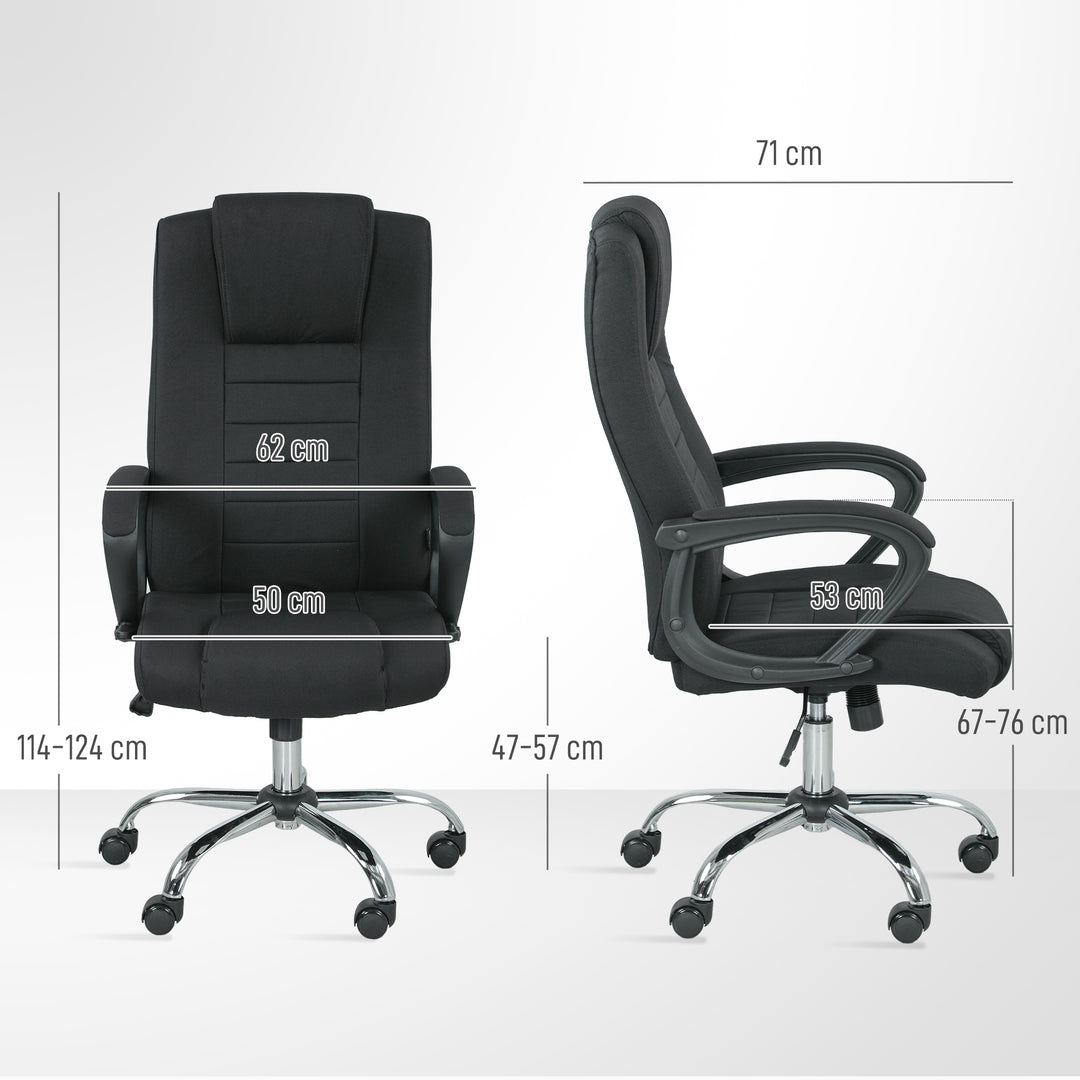 Linen-Look Swivel Office Chair - Black
