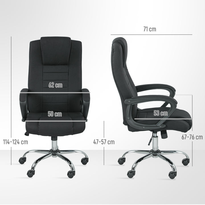 Linen-Look Swivel Office Chair - Black