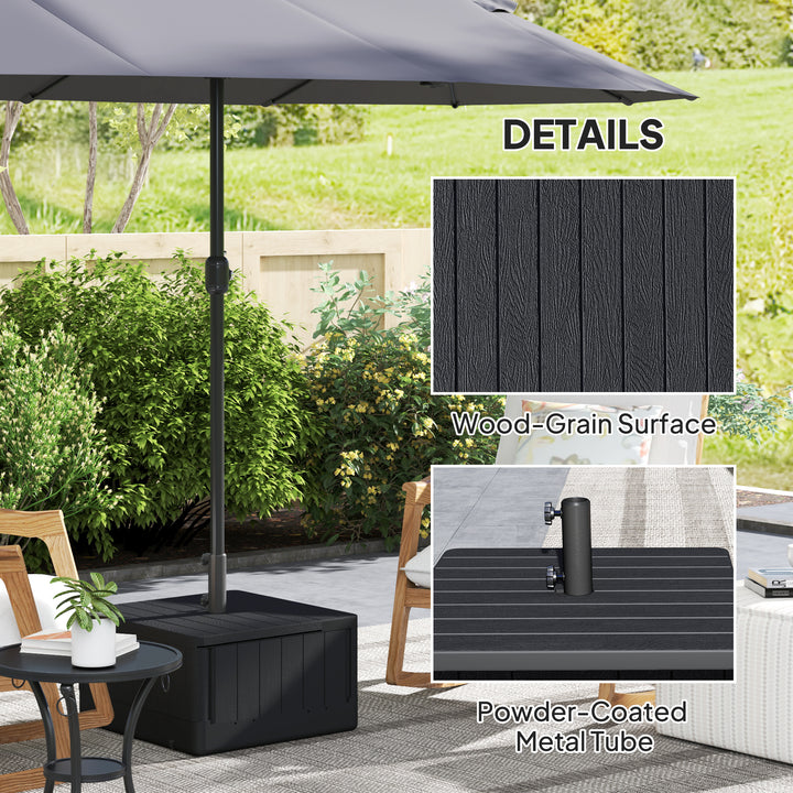 Garden Parasol Base Outdoor Umbrella Stand with Wheels Handles, Garden Umbrella Base, Filled Up to 80kg with Stand or 50kg with Water for 38, 48 mm Poles, Black