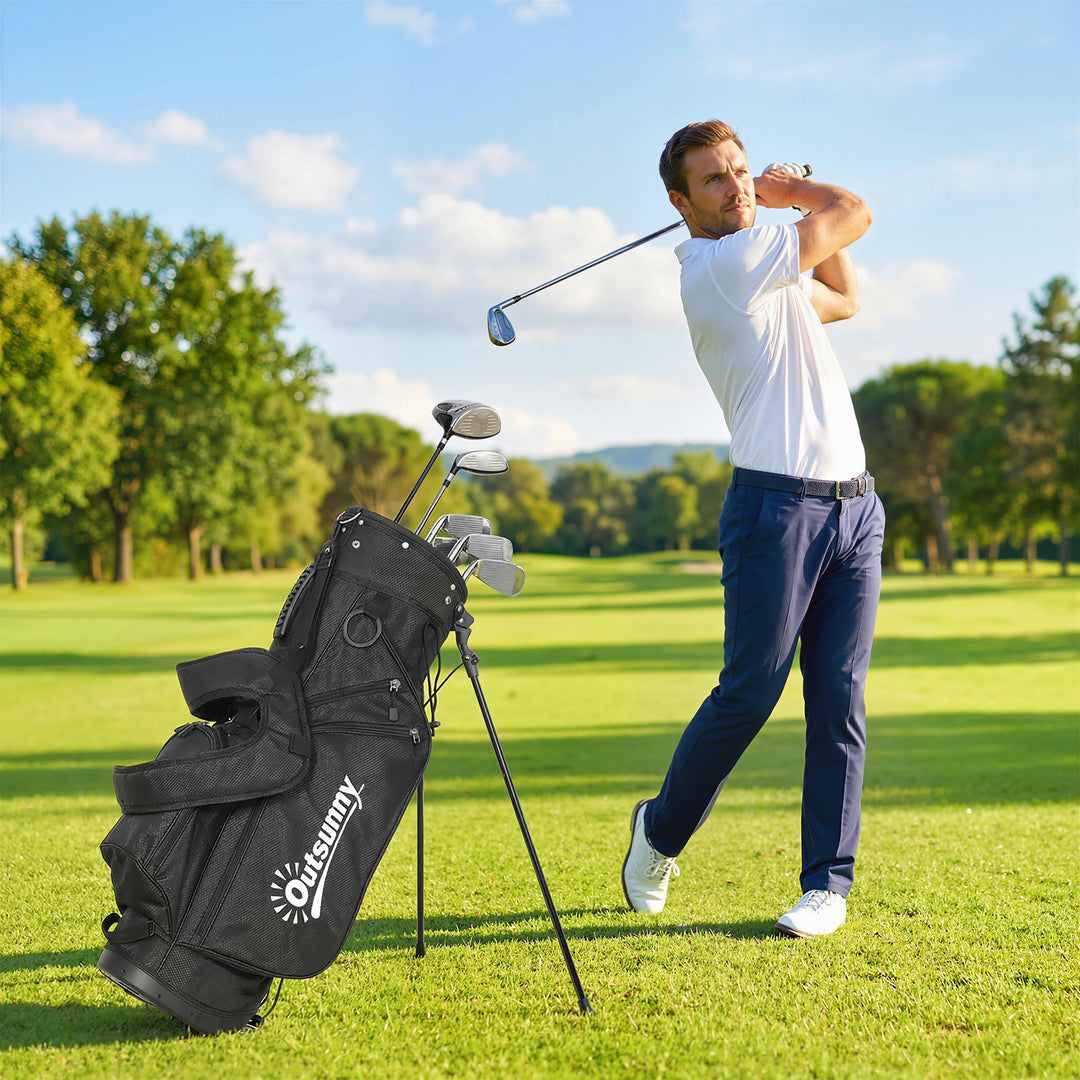 Golf Stand Bag 6 Way Full-Length Dividers, Waterproof Golf Bag with 5 