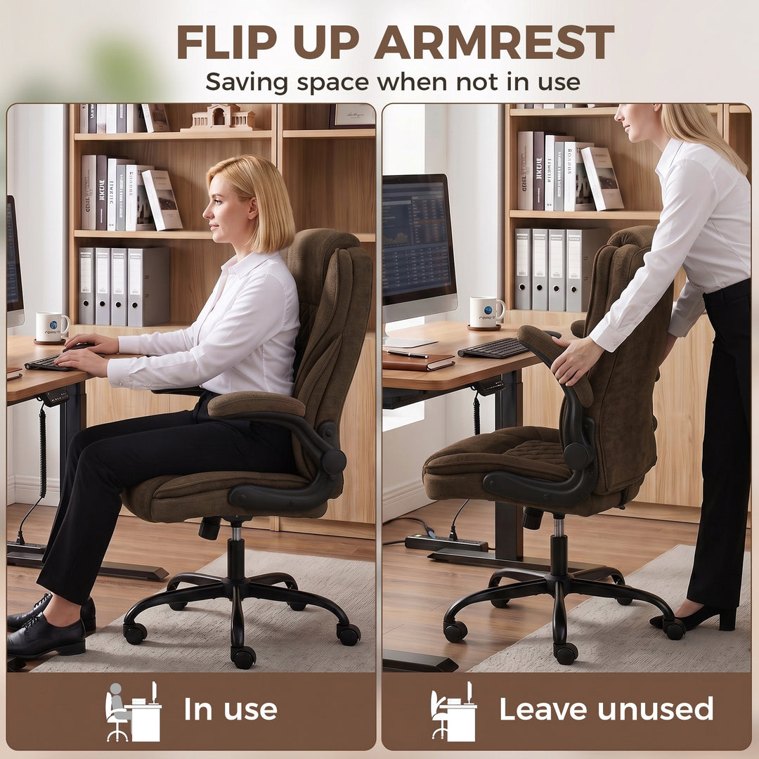 Office Chair, Ergonomic Desk Chair with Flip-up Armrest, Pocket Spring