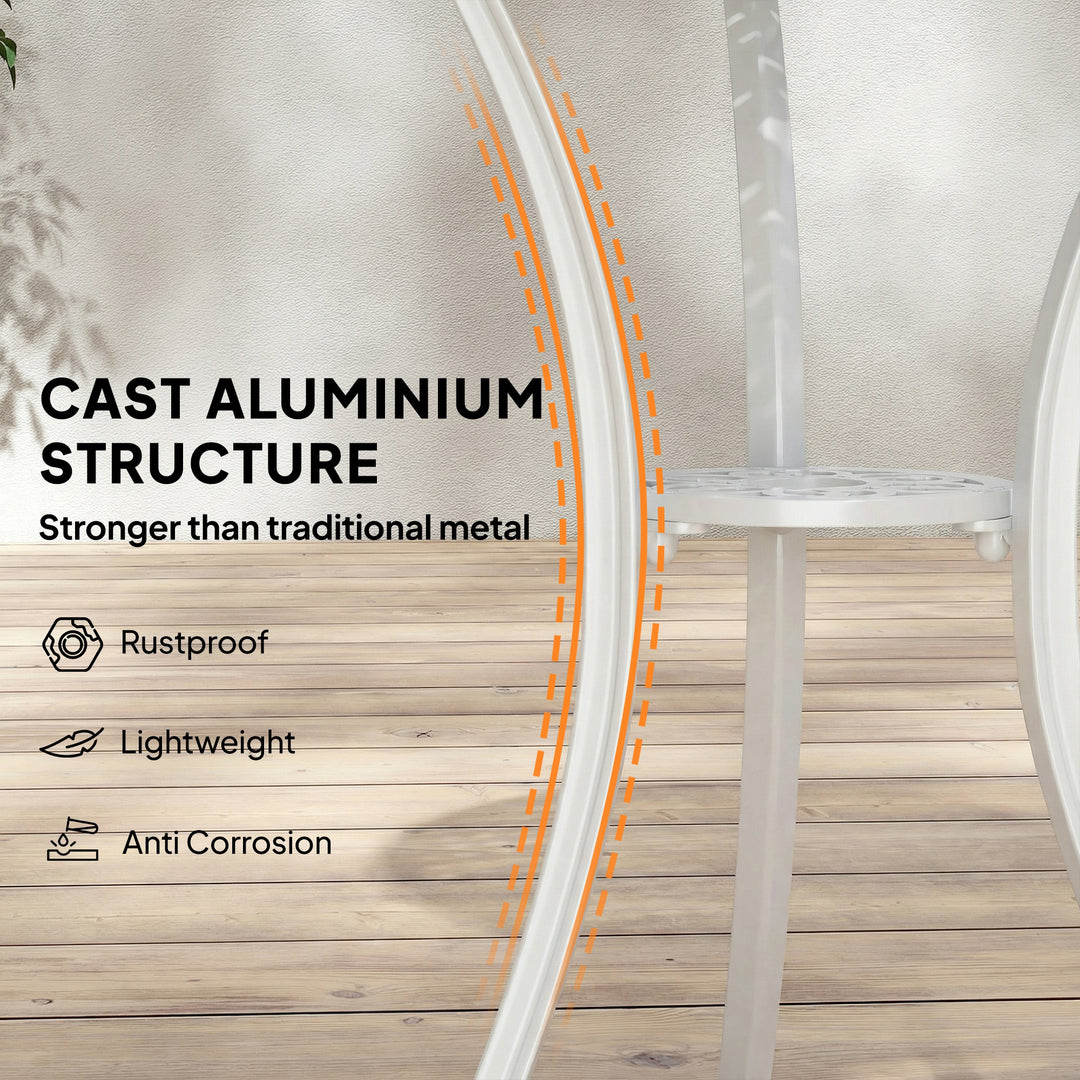 3 Pieces Garden Bistro Set, Cast Aluminium Outdoor Dining Set with 2 C