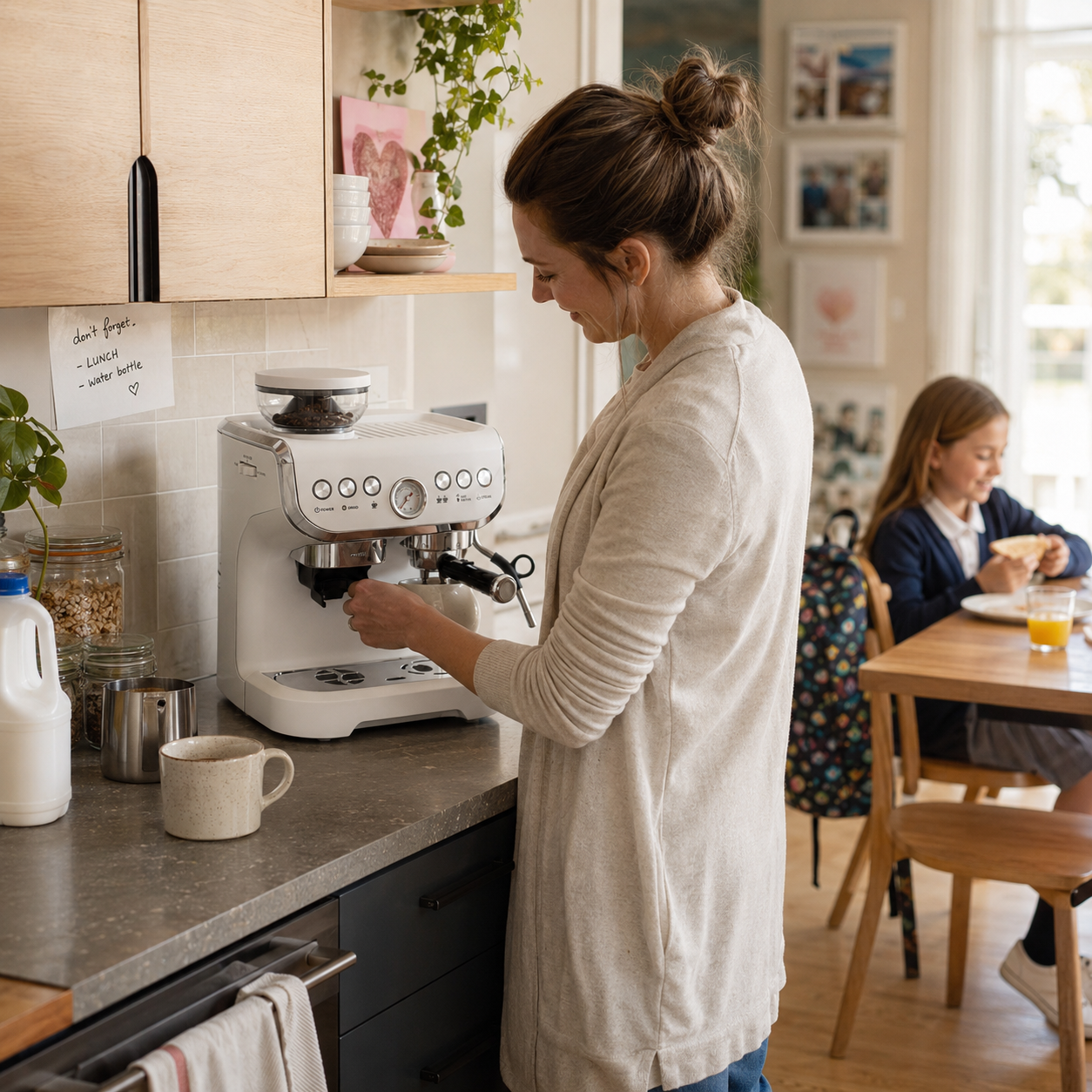 15 Bar Coffee Machine, with Adjustable Grind, Steamer and Accessories 