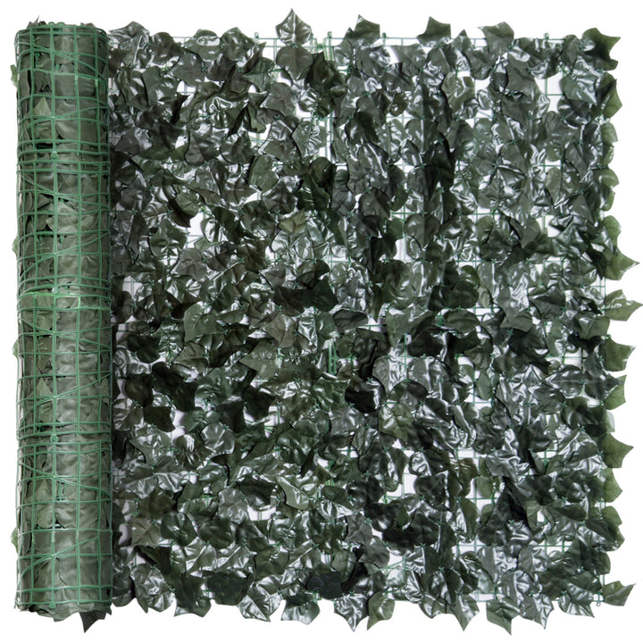 Outsunny Artificial Leaf Screen Panel, 2.4x1 m-Dark Green | Aosom UK