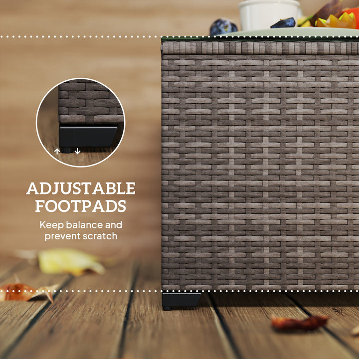 62 x 62cm Glass-Top Rattan Side Table - Dark Grey