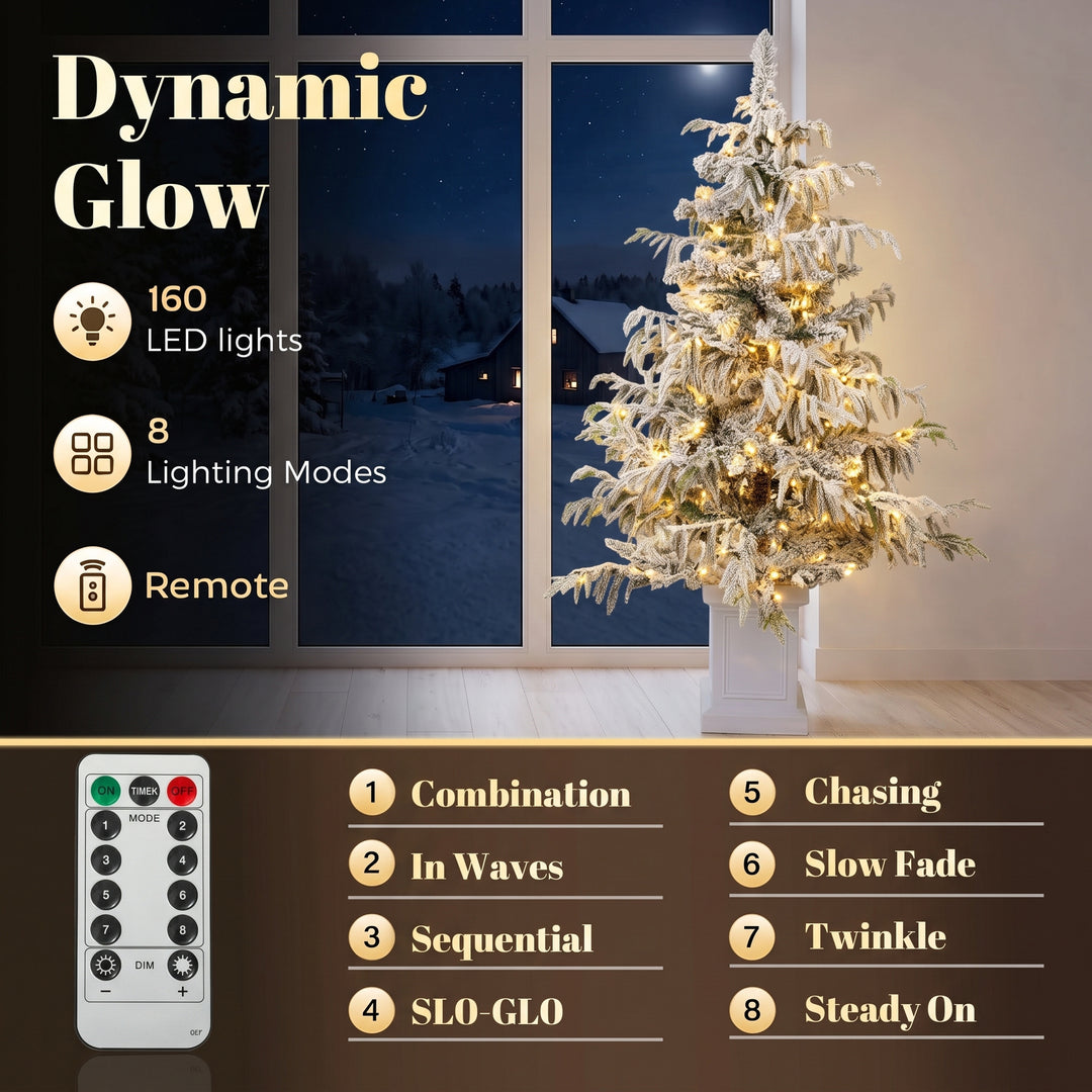 4ft Prelit Flocked Christmas Tree, Artificial Snow Flocked Spruce - view 5