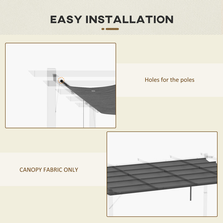 Retractable Pergola Shade Cover, Replacement Canopy for 4 x 3 (m) Pergola, Retractable Roof, Dark Grey