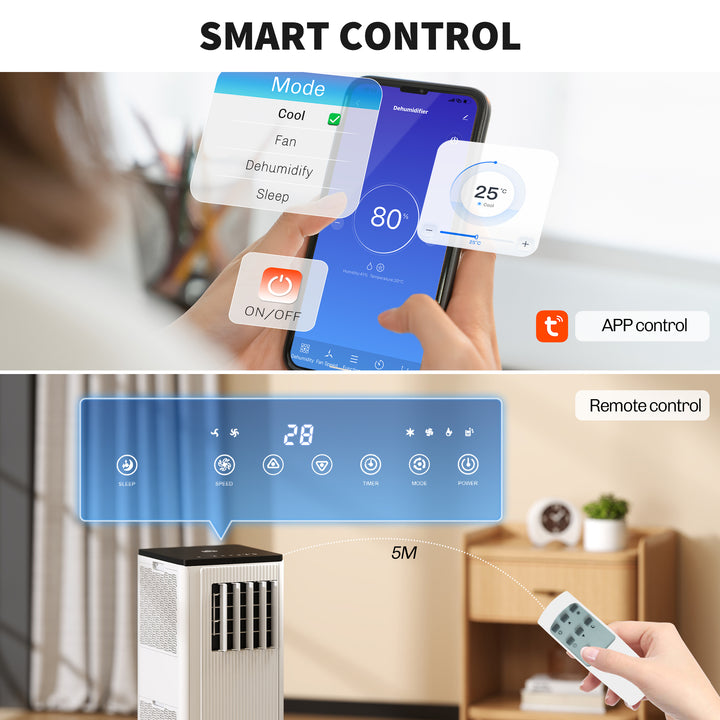7,000 BTU App-Controlled Mobile Air Conditioner, 15m² Radius - White