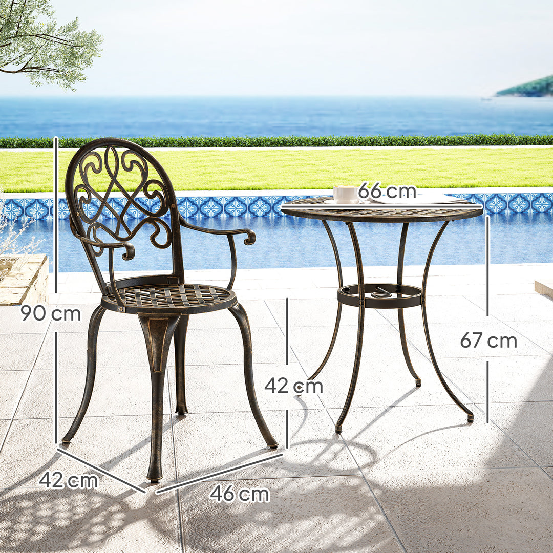 Three-Piece Elegant Aluminium Garden Set - Bronze Tone