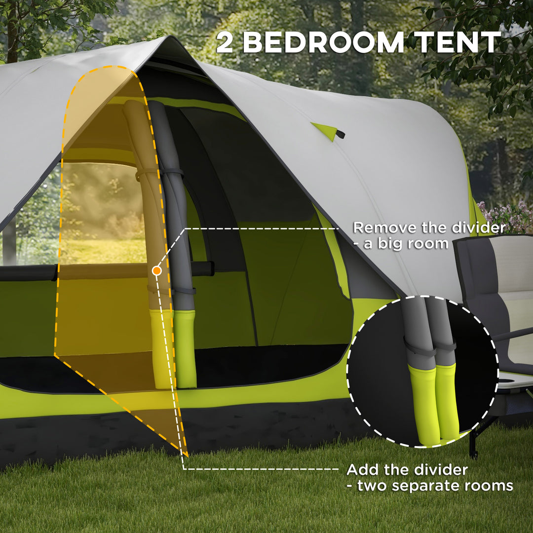 Camping Tent for 6-8 Man with 2000mm Waterproof Rainfly and Carry Bag for Fishing Hiking Festival, Yellow