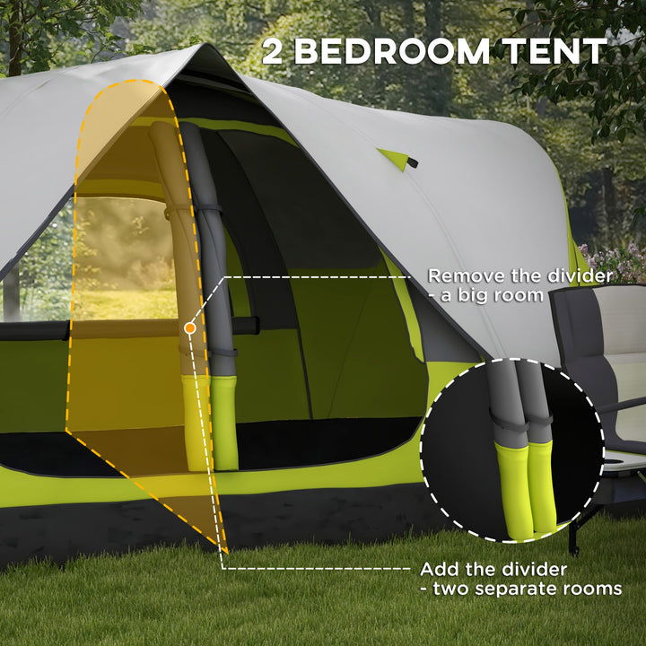 Camping Tent for 6-8 Man with 2000mm Waterproof Rainfly and Carry Bag for Fishing Hiking Festival, Yellow