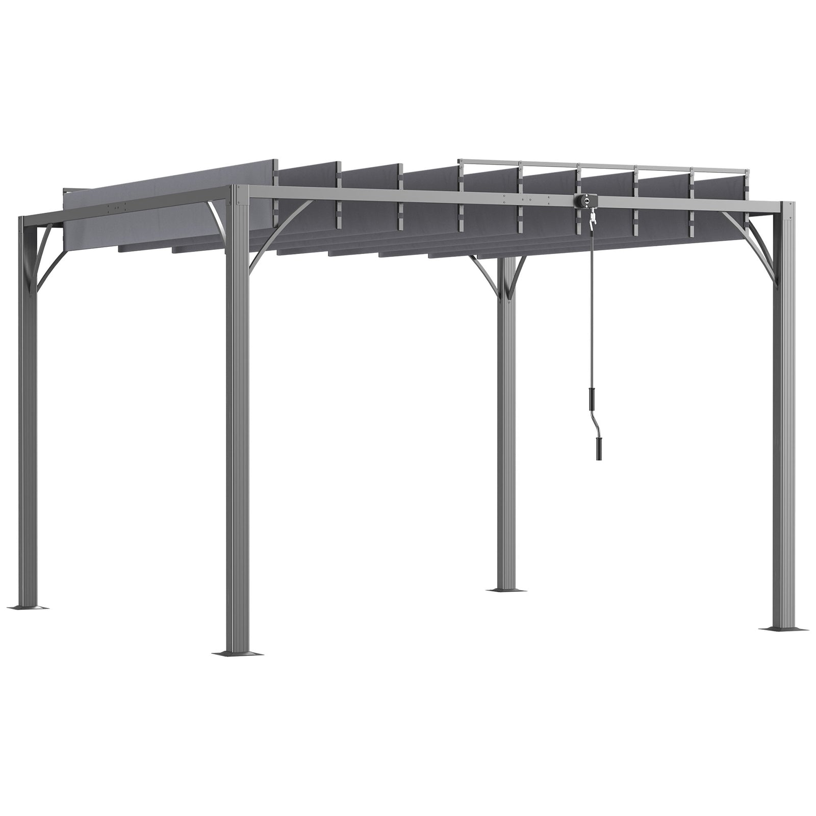 3 x 3(m) Outdoor Pergola with Retractable Roof, Aluminium Louvered Patio Gazebo Canopy for Lawn Garden Patio, Grey