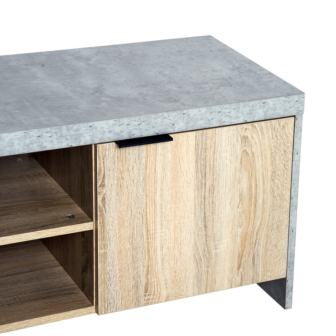 TV Stand for TV up to 55", 2 Doors TV Cabinet with Open Shelves, TV Unit TV Table for Living Room Bedroom Entertainment Room, 120L x 40W x 44H, Grey