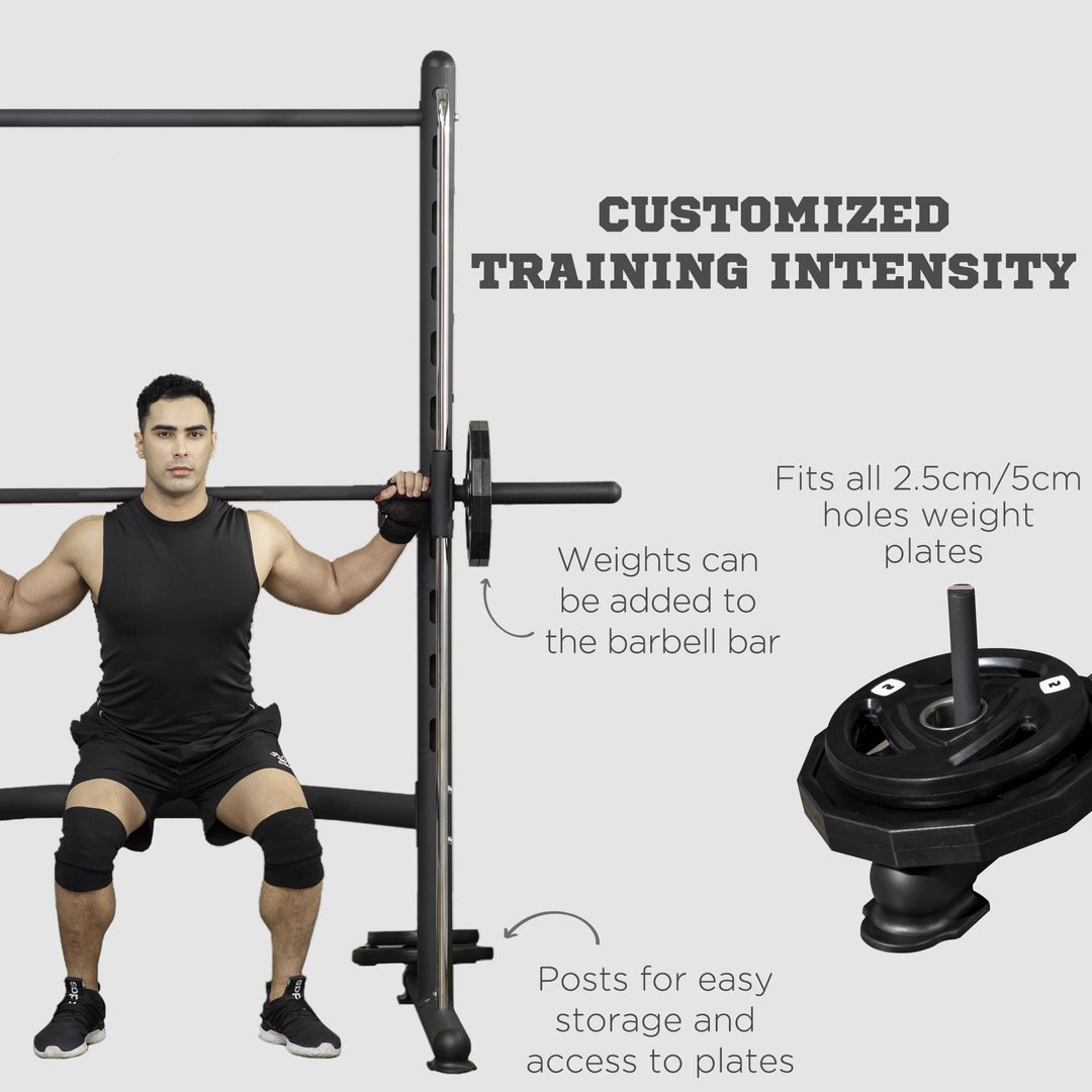 Adjustable Squat Rack, with Pull Up Bar, Barbell Bar for Home Gym