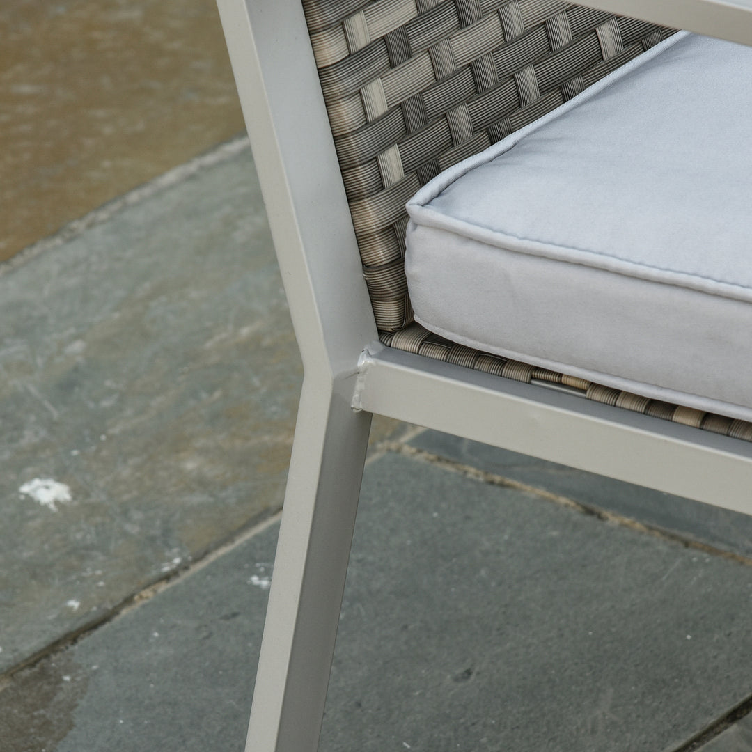 MCL 4PC Rattan Garden Furniture Set 2 Single Sofa Arm Chairs 1 Bench with Cushions & Coffee Table Patio Backyard Wicker Weave