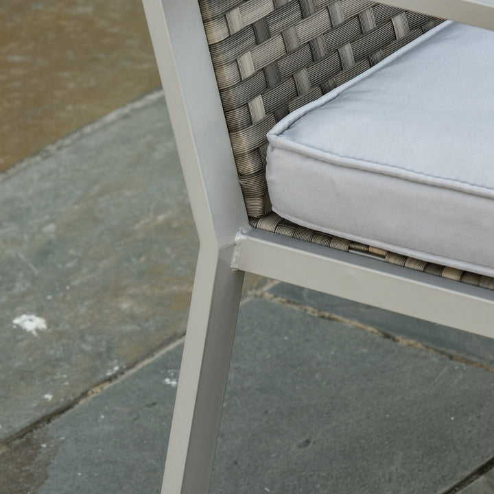 MCL 4PC Rattan Garden Furniture Set 2 Single Sofa Arm Chairs 1 Bench with Cushions & Coffee Table Patio Backyard Wicker Weave