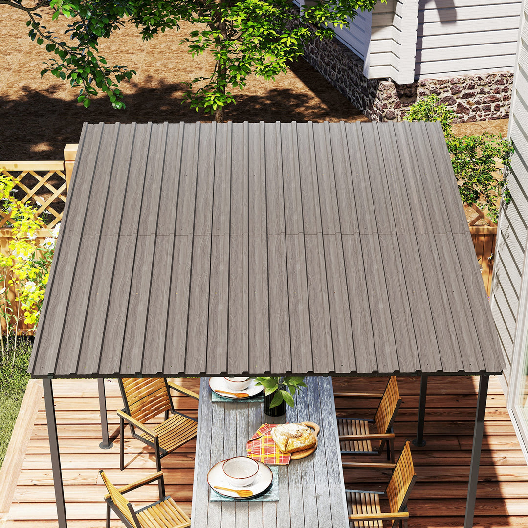 Set of 12 Corrugated Steel Roof Sheet Panels - Grey Wood Effect