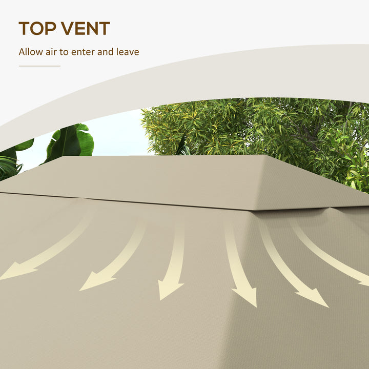 Outsunny 3 x 4m Gazebo Canopy Replacement Cover, Gazebo Roof Replacement (TOP COVER ONLY), Khaki