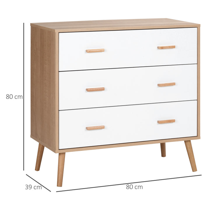 MCL Chest of Drawers with 3 Drawers, Bedroom Cabinet, Storage Organizer for Living Room, White and Natural